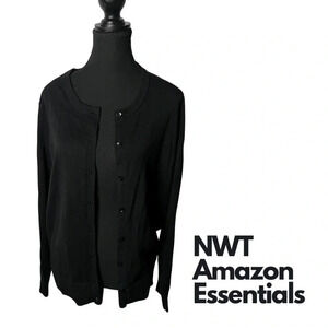 NWT | Amazon Essentials | Lightweight Crewneck  Black Cardigan | Size XL